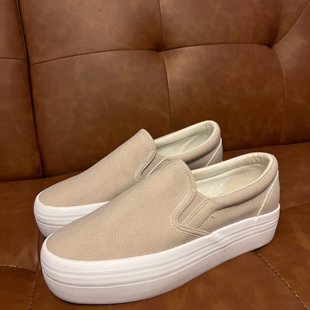 Women's Beige Slip-On Sneakers